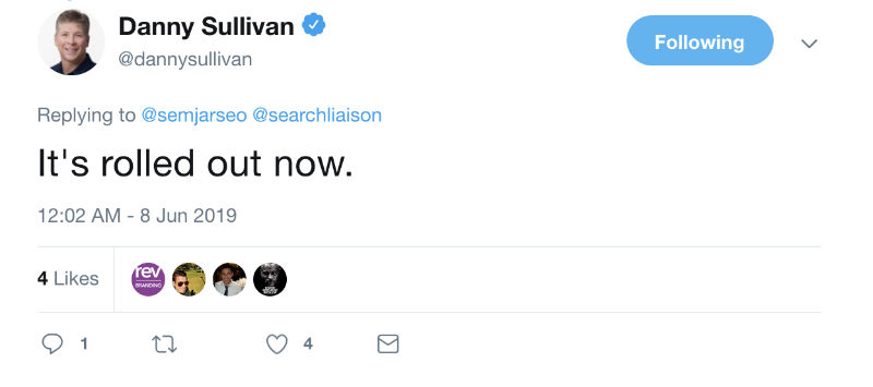 Danny Sullivan tweet
