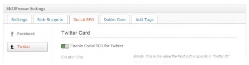 Social SEO Twitter Card Settings