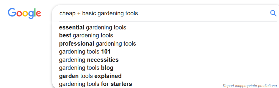 autocomplete suggestions