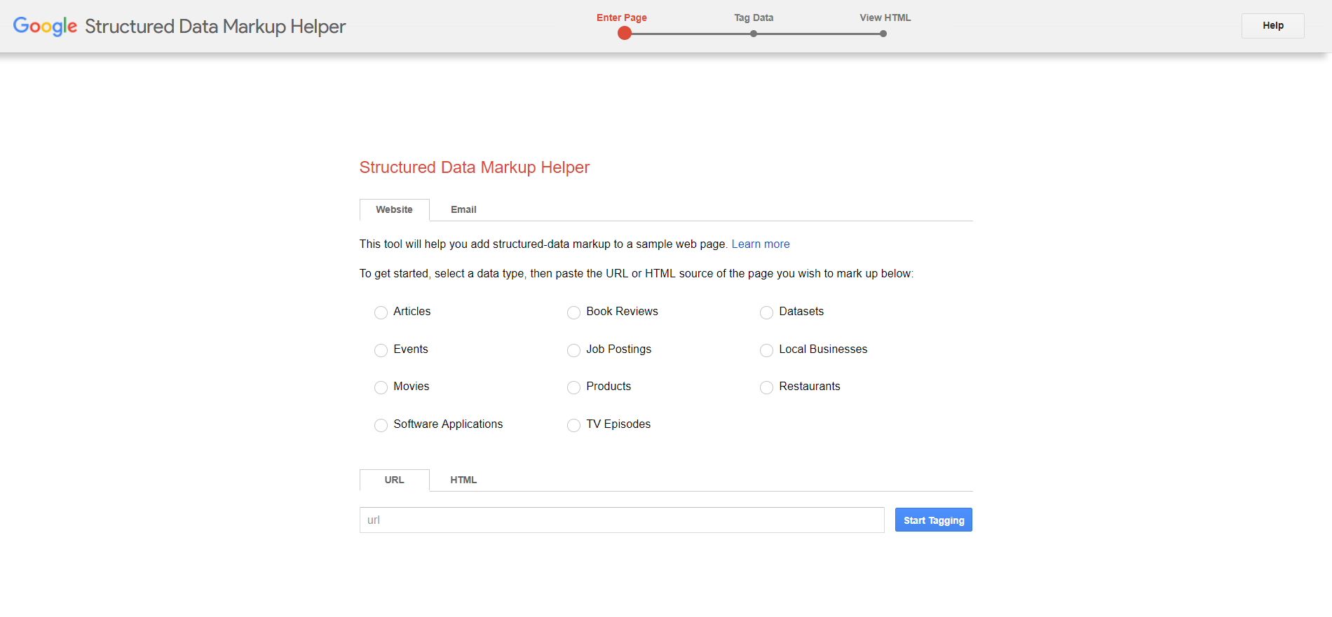 Google Structured Data Markup Helper
