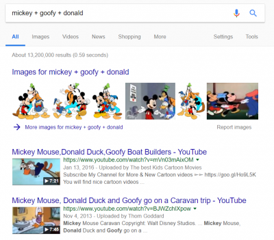 plus operator mickey+donald+goofy
