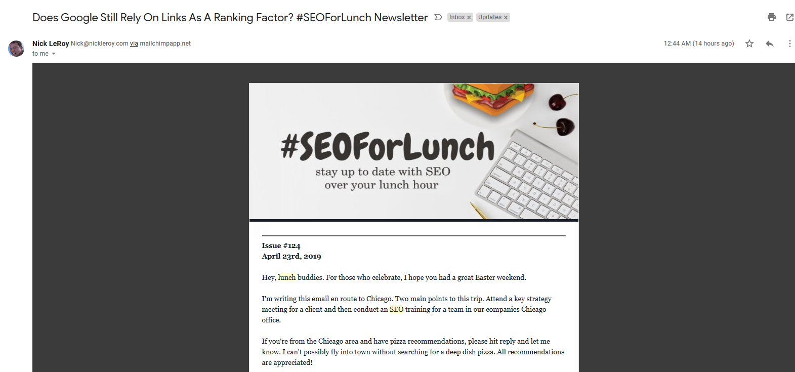 SEO for lunch