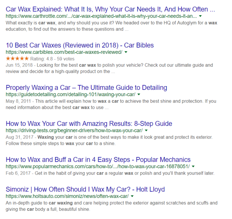 SERP headline example